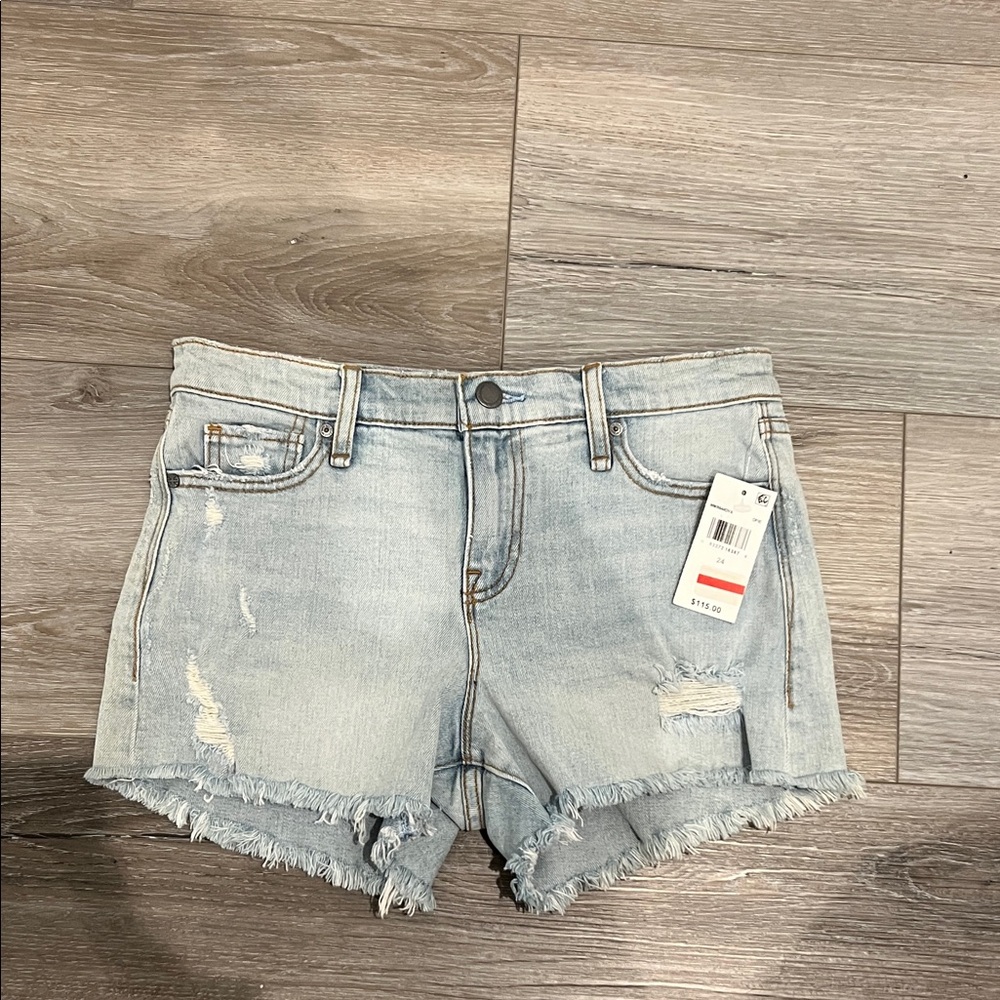 Light Blue Distressed Denim Shorts